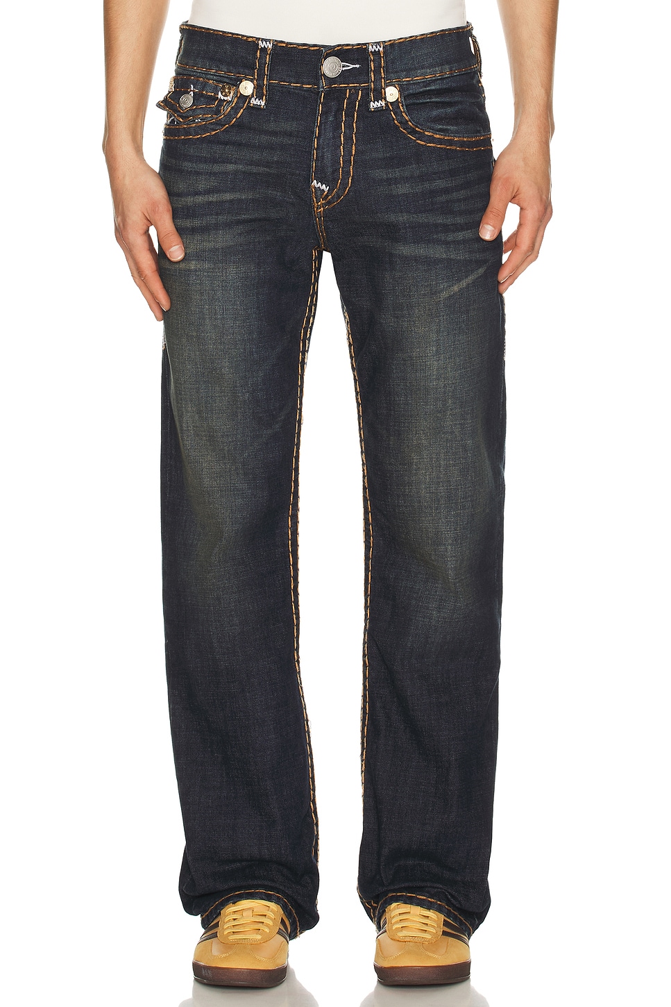 True Religion Billy Super T Flap Denim Pant in Jeud Midnight Spark