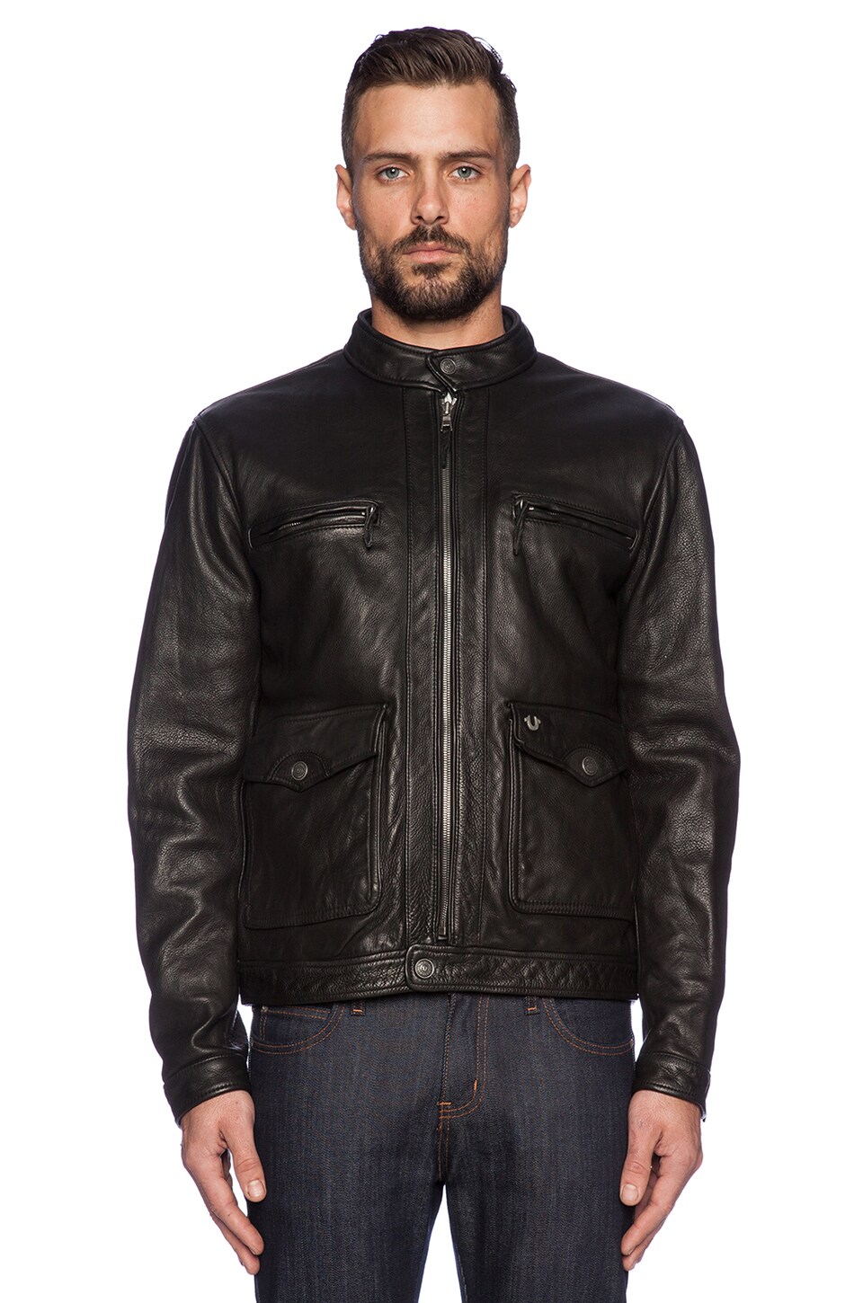 True Religion Solid Leather Racer Jacket In Black Revolve True Religion Solid Leather Racer Jacket In Black