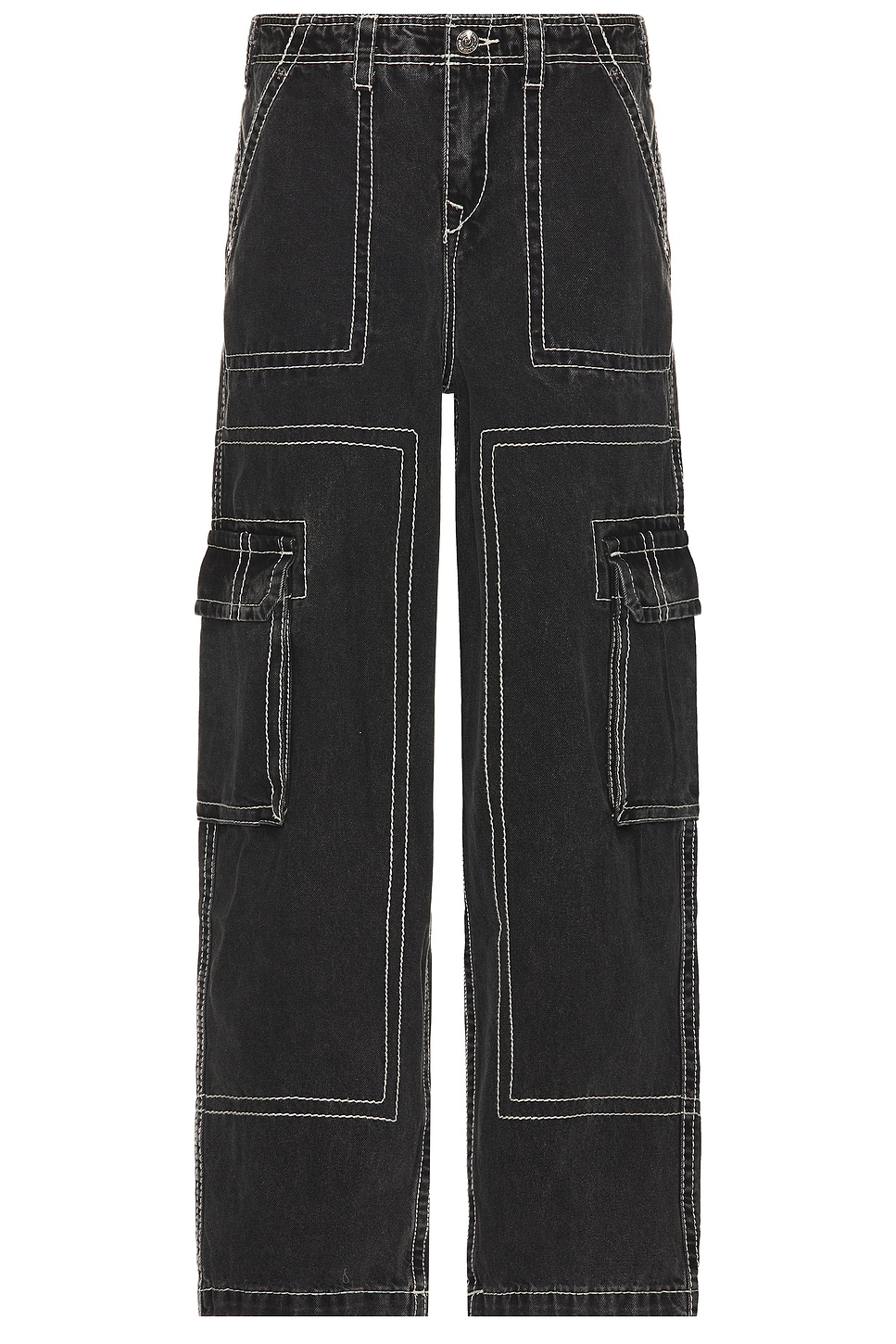 True Religion Denim Big T Cargo Pants in Bullet Black Wash