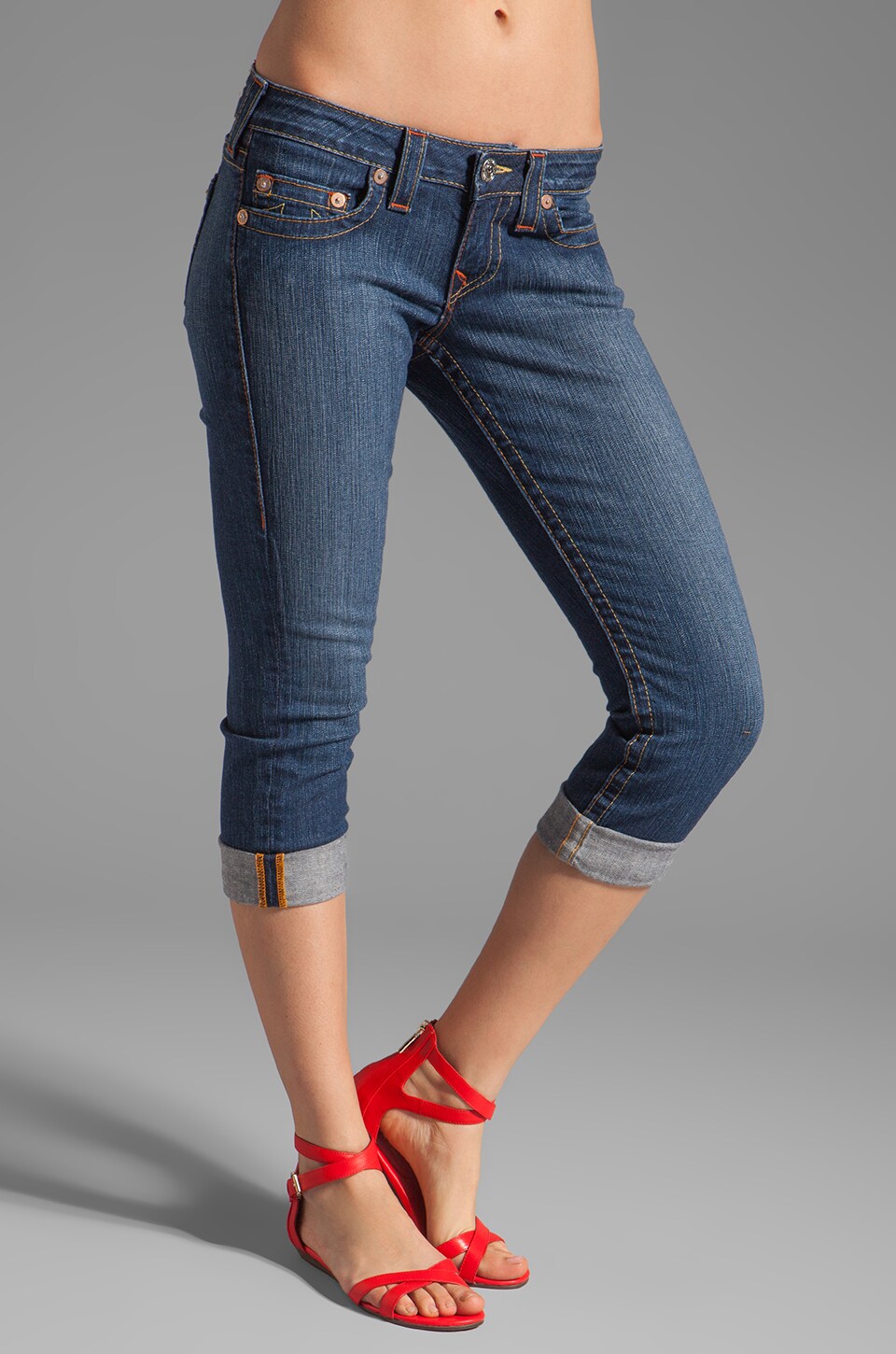 True Religion Lizzy Rolled Cuff Capri в 