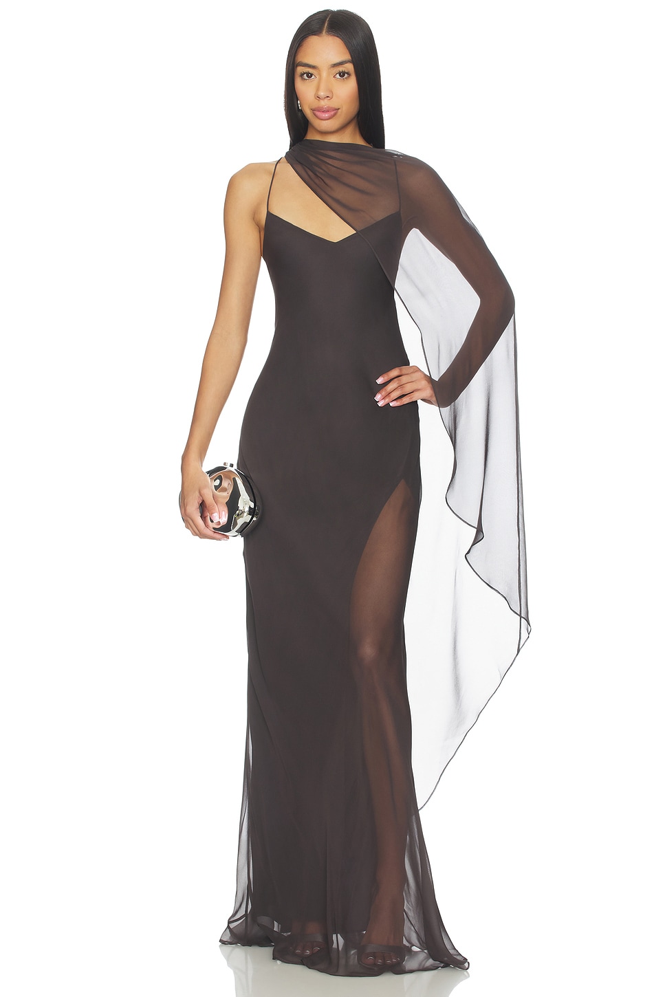 The Sei Cami Gown With Slit And Cape in Charcoal - size 2 The Sei Cami Gown With Slit And Cape in Charcoal - size 2