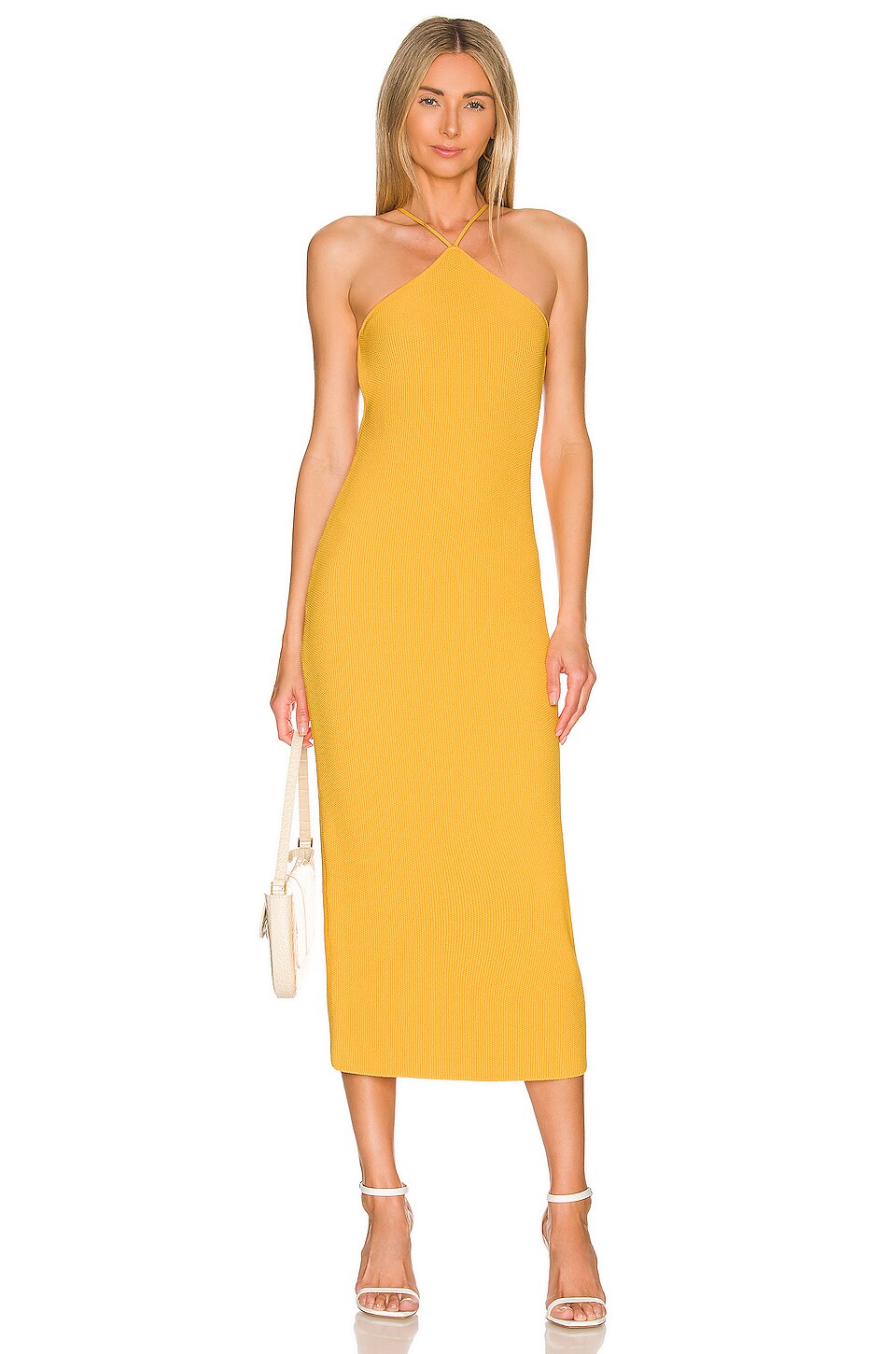 The Sei Strappy Halter Knit dress in Yolk