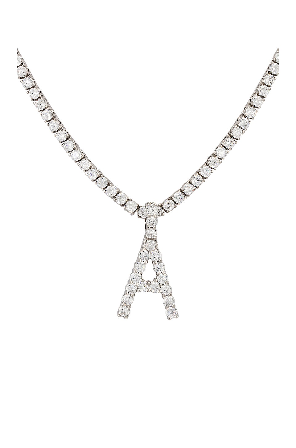 The M Jewelers NY Full Iced Out Letter Necklace in Silver