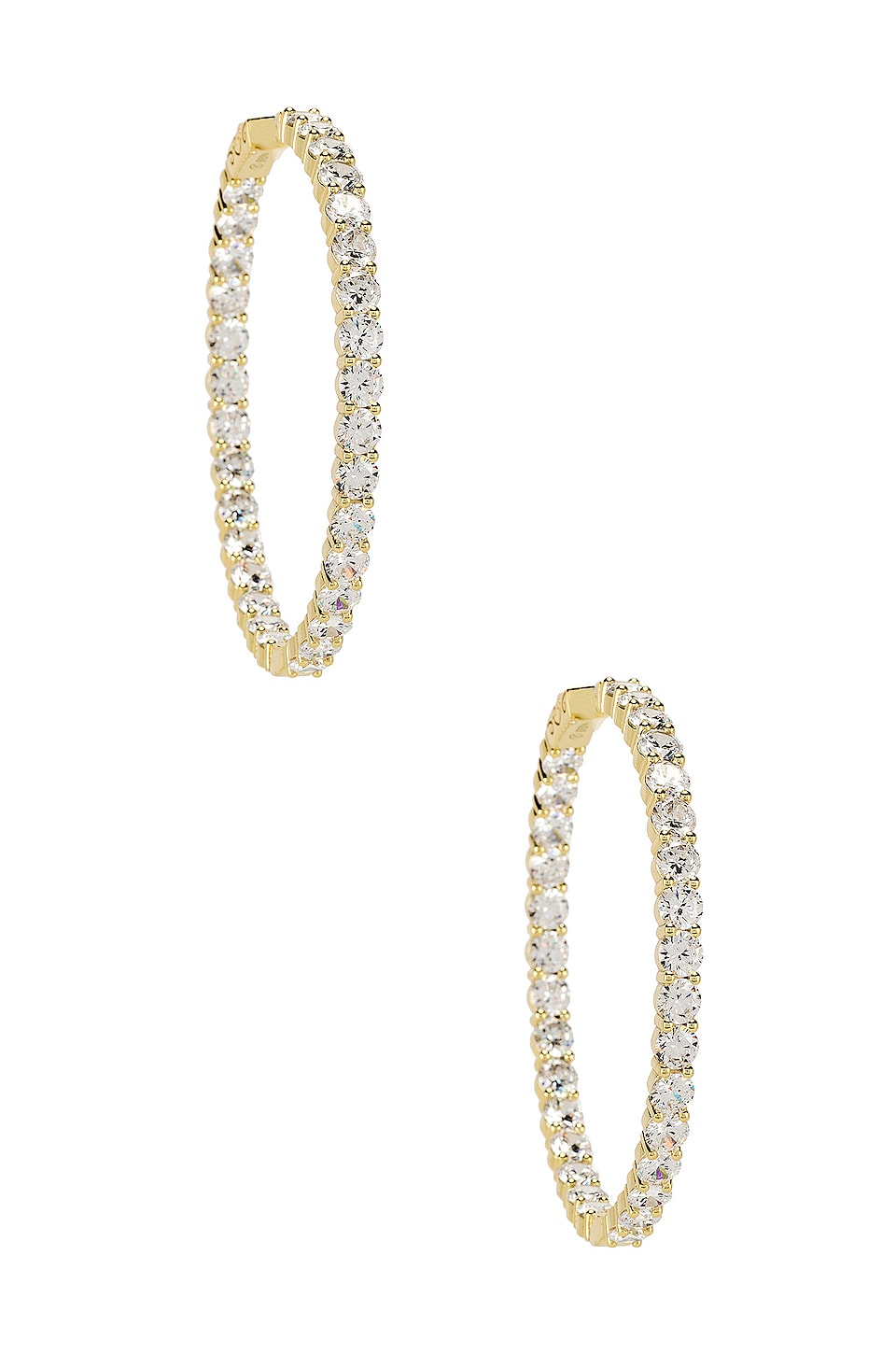 The M Jewelers NY The Large Pave 925 Hoops in Gold  REVOLVE