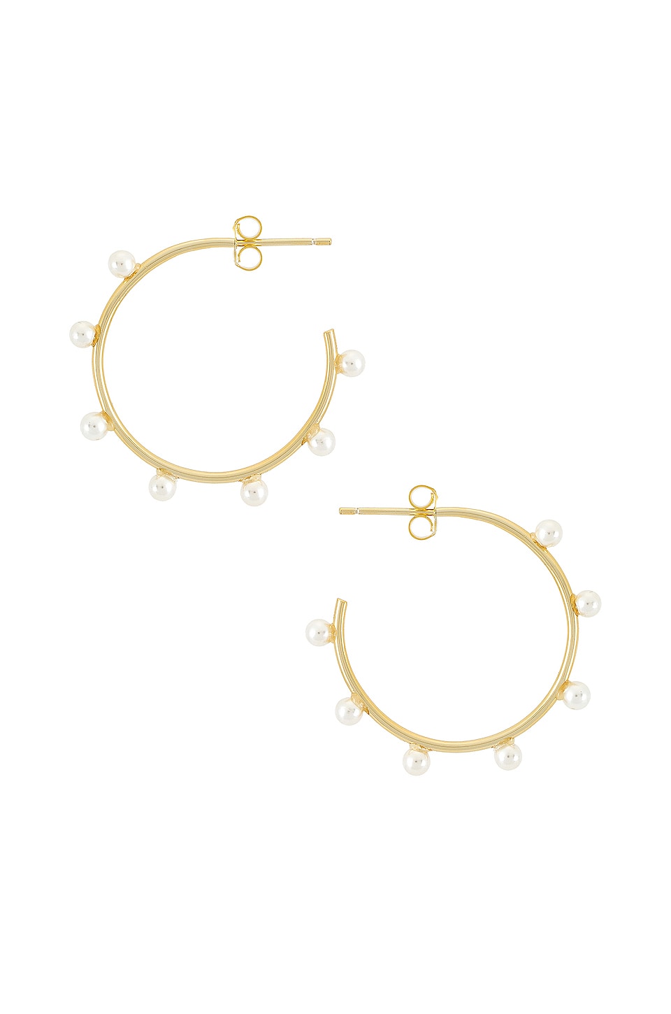 The M Jewelers NY Multi Pearl Hoop Earring in Gold | REVOLVE