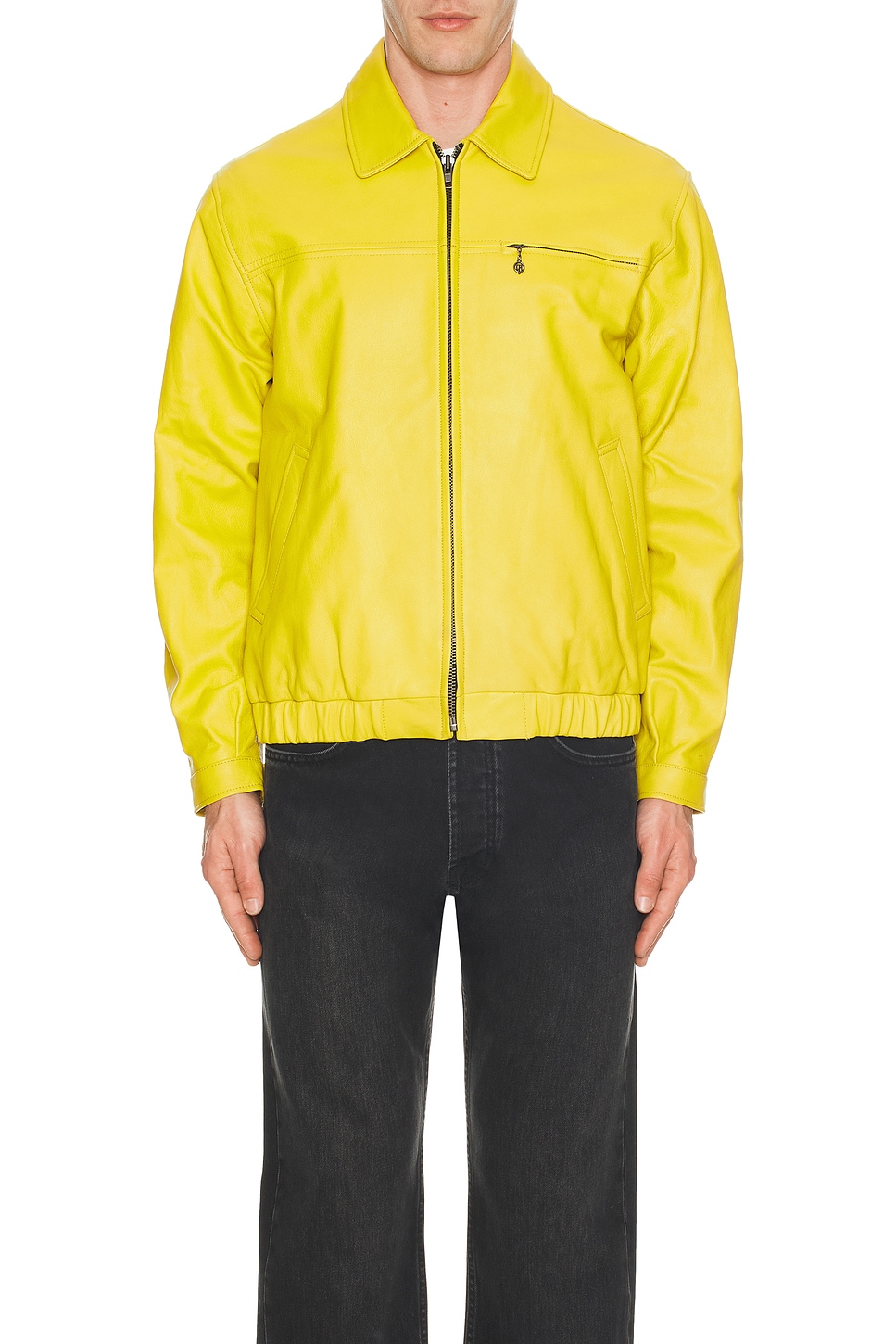 Leather Harrington Jacket - Thumbnail 4
