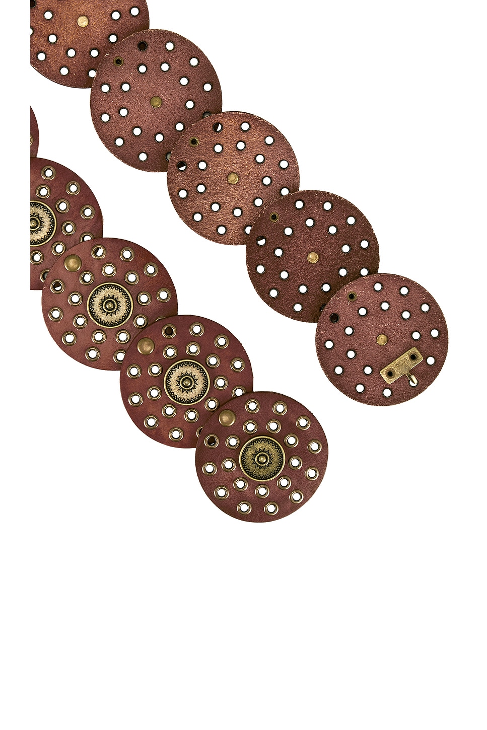Tularosa Rhapsody Disc Belt in Brown Leather Circle Boho Revolve Belt M/L NEW WOWOGO Western Boho Chunky Cowgirl Disc Belt for Women  main image 4
