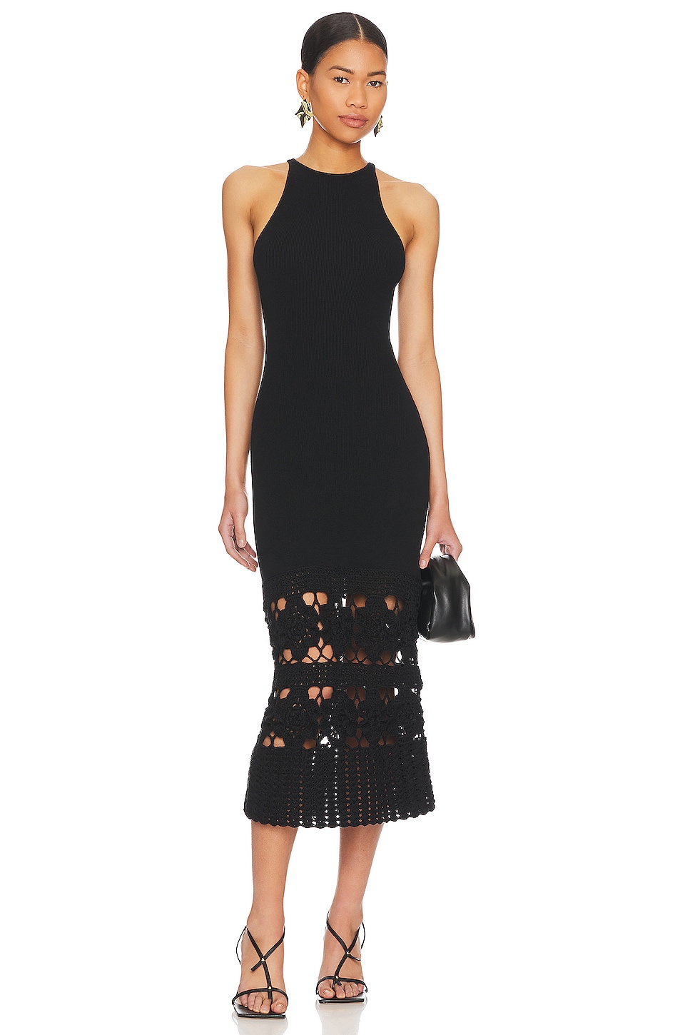 Image 1 of x Lindsi Lane Finley Crochet Midi Dress in Black