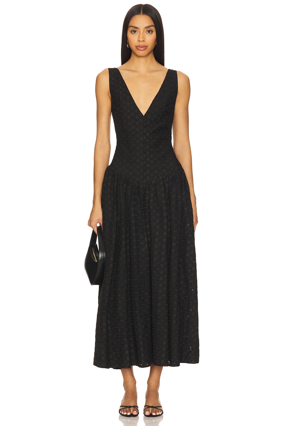 knee length dresses for ladies Marcella | Alba Sleeveless Dress in Black | Women's Size 2XL | Ponte main image 1