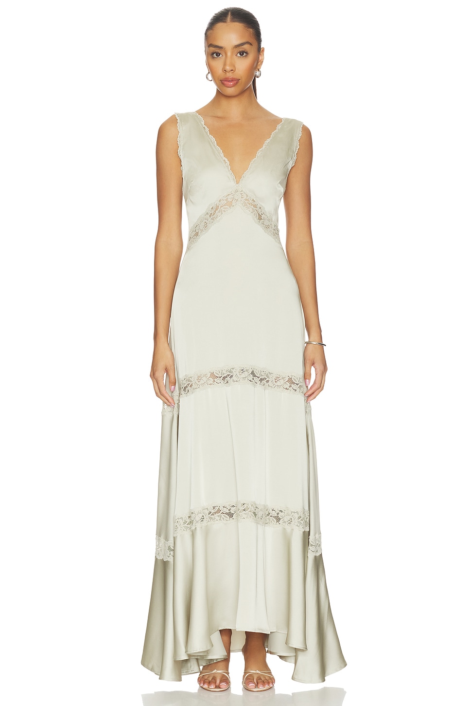 embellished handkerchief hem maxi dress in white Grace White Embellished Maxi Dress – Frock and Frill