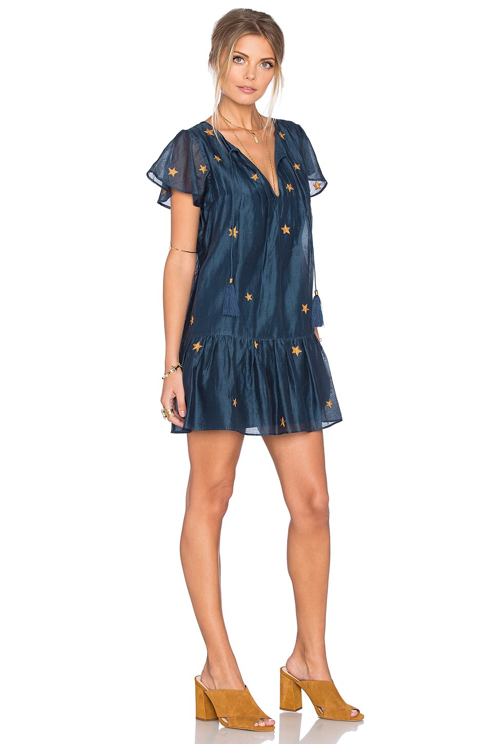 Tularosa Carson Dress in Navy & Gold