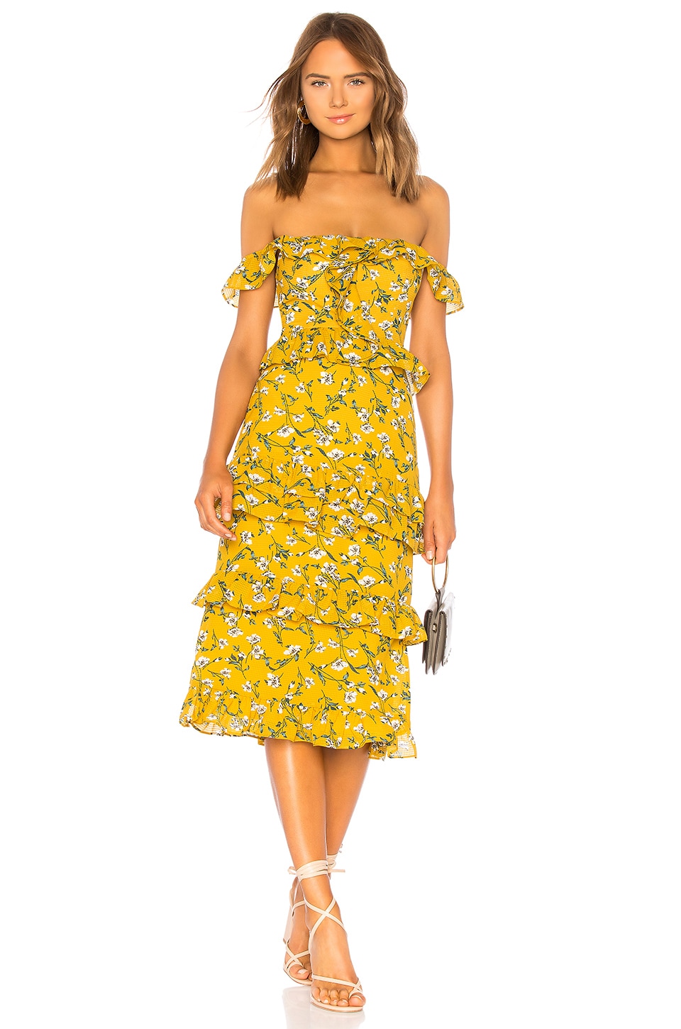 Tularosa Lily Dress in Yellow Dolly Floral
