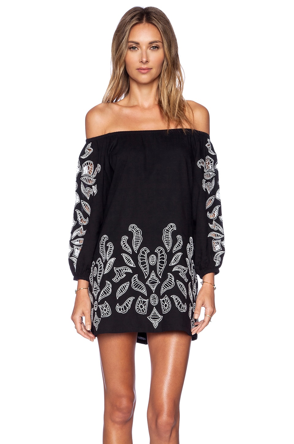 Tularosa Blair Embroidery Dress in Black | REVOLVE