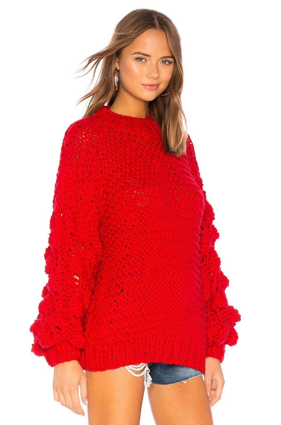 Tularosa Chunky Sleeve Sweater in Red