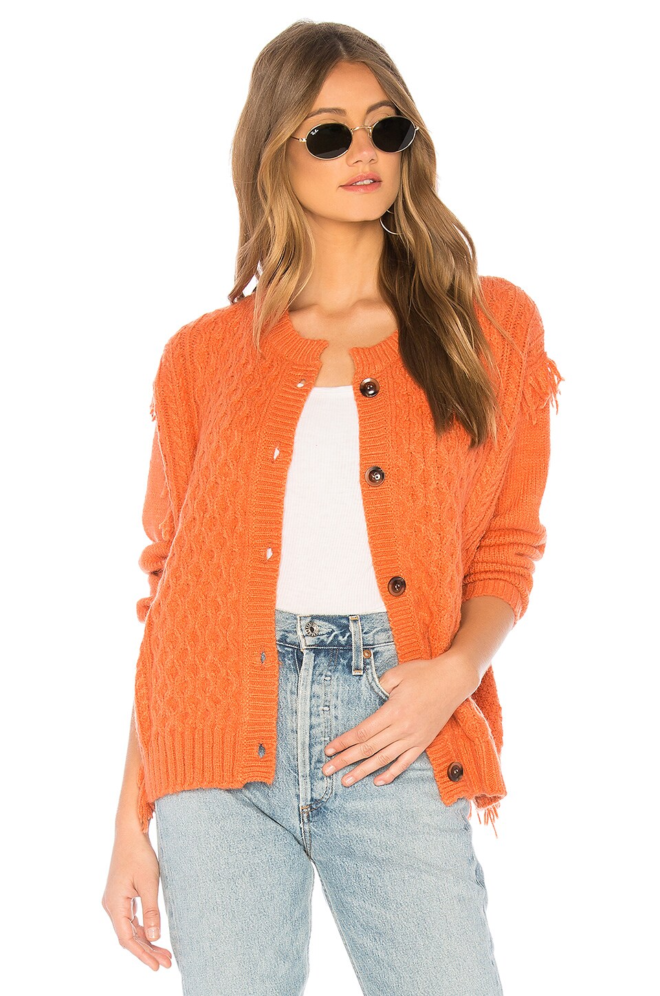 Tularosa Chester Sweater Jacket in Coral | REVOLVE