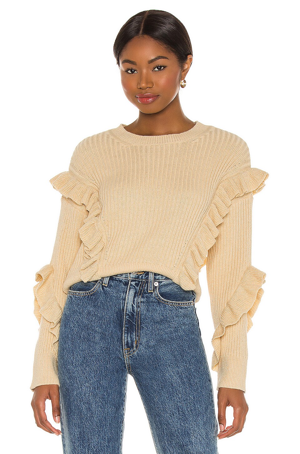 Tularosa Quinn Ruffle Sweater in Cream 