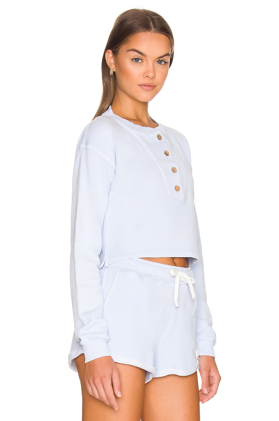 Tularosa Green The Kelly Henley Sweatshirt in Baby Blue