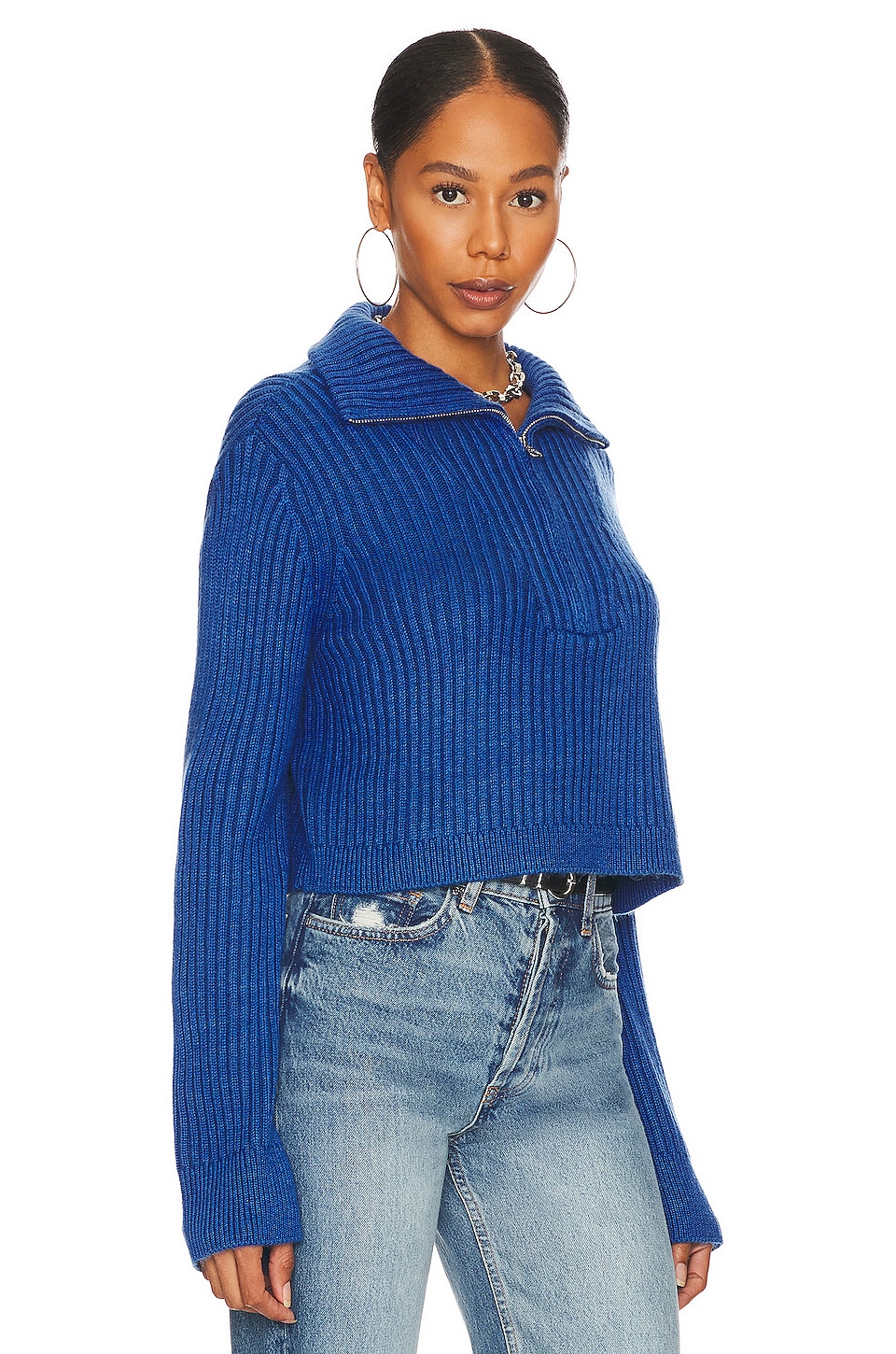 Tularosa Lovelle Zip Up Sweater in Blue