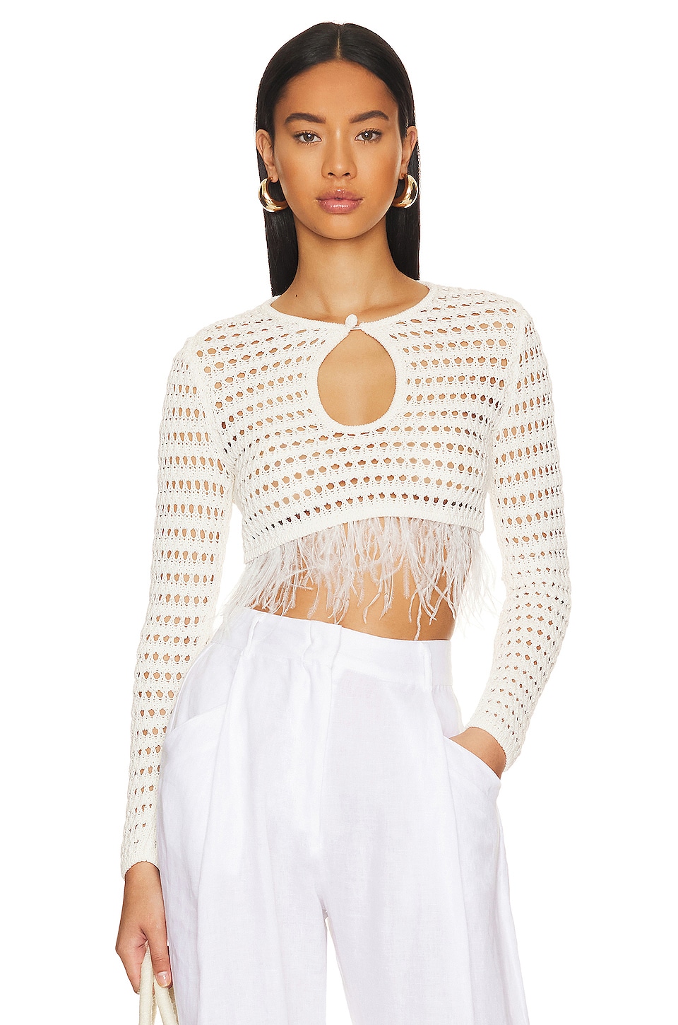 White hotsell feather sweater