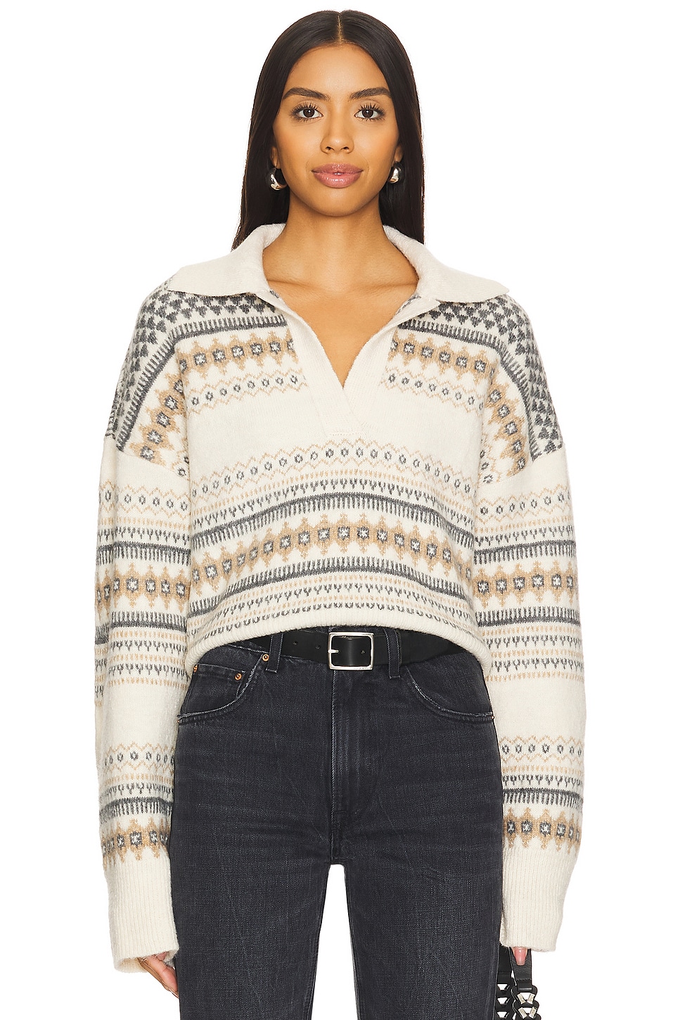 Revolve Tularosa Colorblock Sweater, Chunky Knit discount Brown Black and White