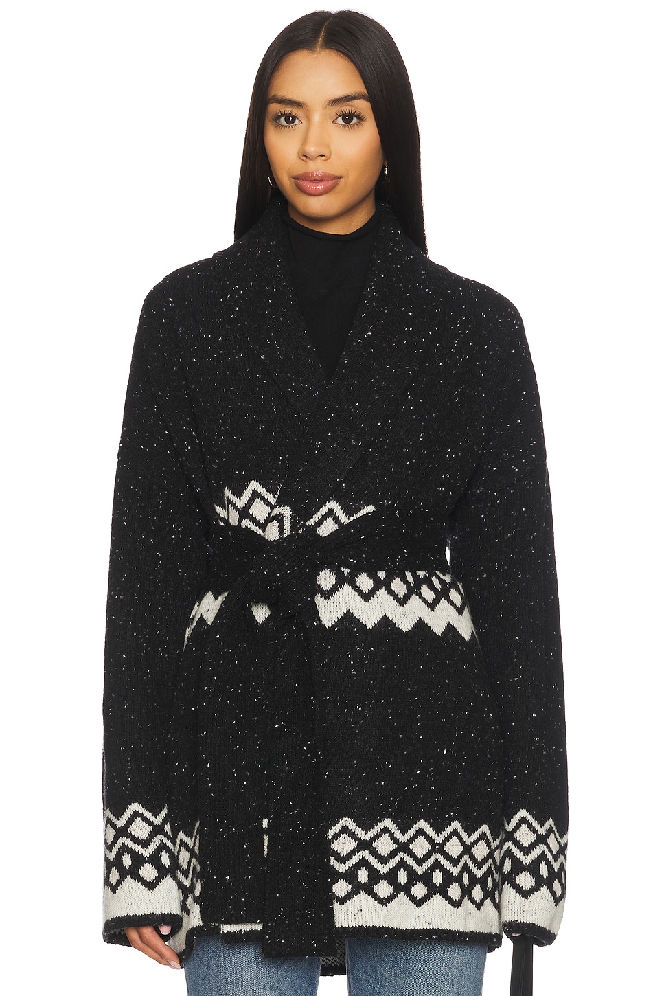 Tularosa Adley Fairisle Cardigan in Black & White | REVOLVE