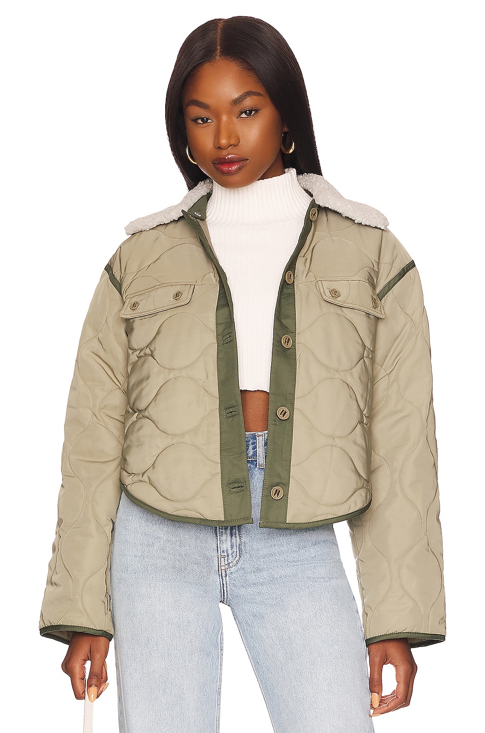 Tularosa Agnes Quilted Jacket in Sage Green | REVOLVE