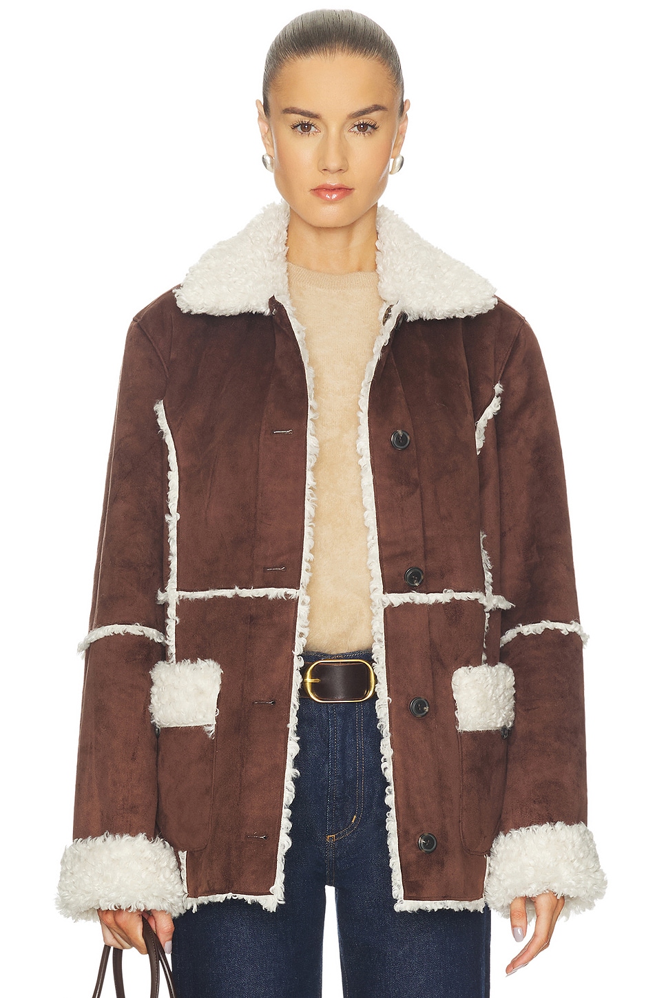 Tularosa Laura Reversible Jacket in Chocolate Brown & Cream | REVOLVE