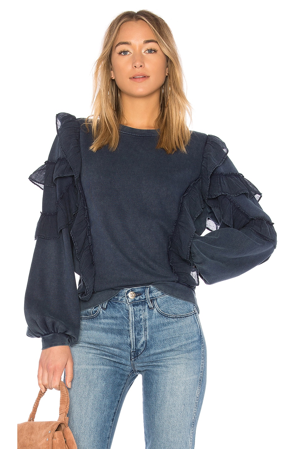 Image 1 of Cat Ruffle Sweater in Deep Navy