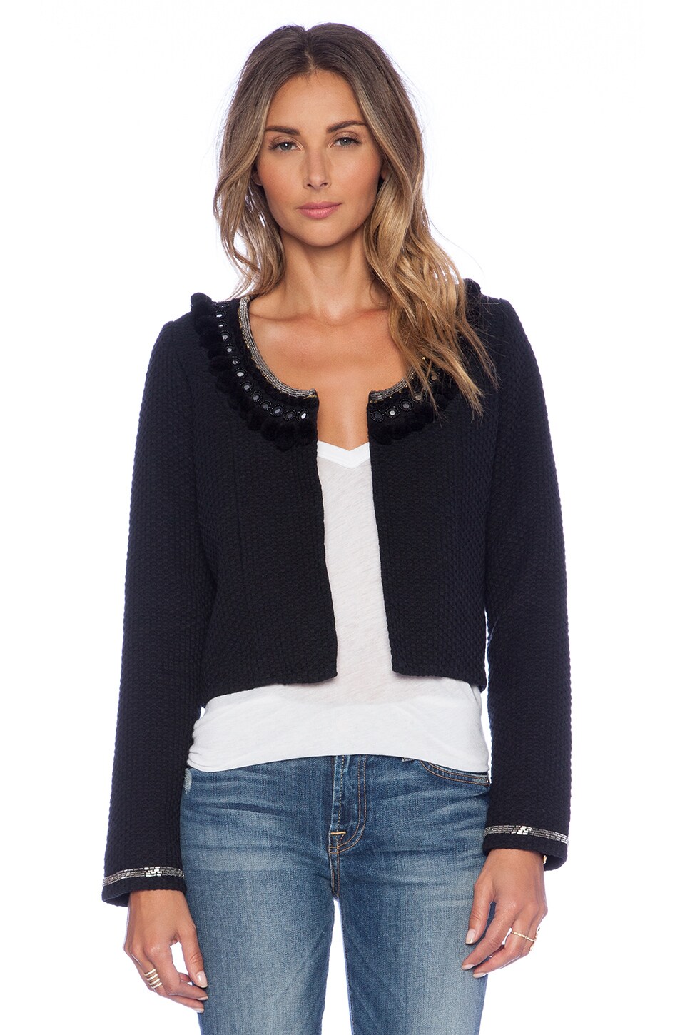 Tularosa Madeline Pom Pom Jacket in Black