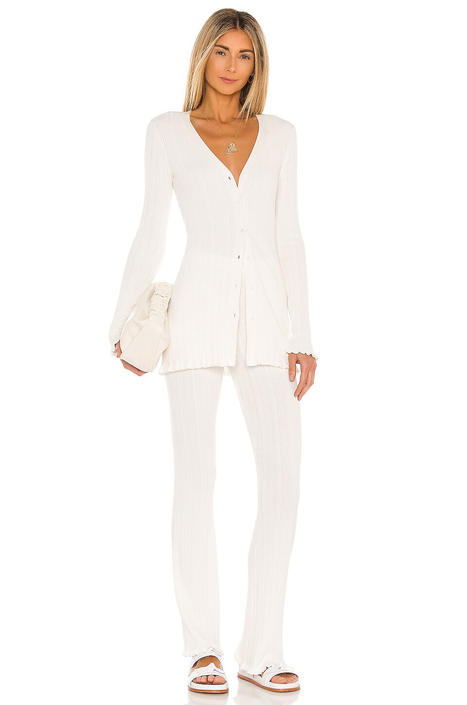 Tularosa Variegated Rib Pant in Ivory REVOLVE