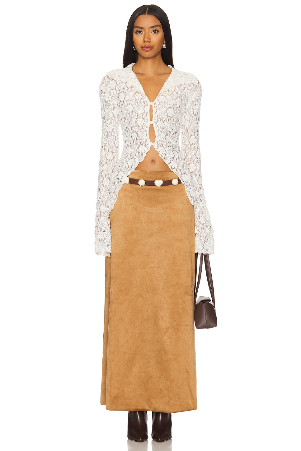 Tularosa Brandy Faux Suede Maxi Skirt