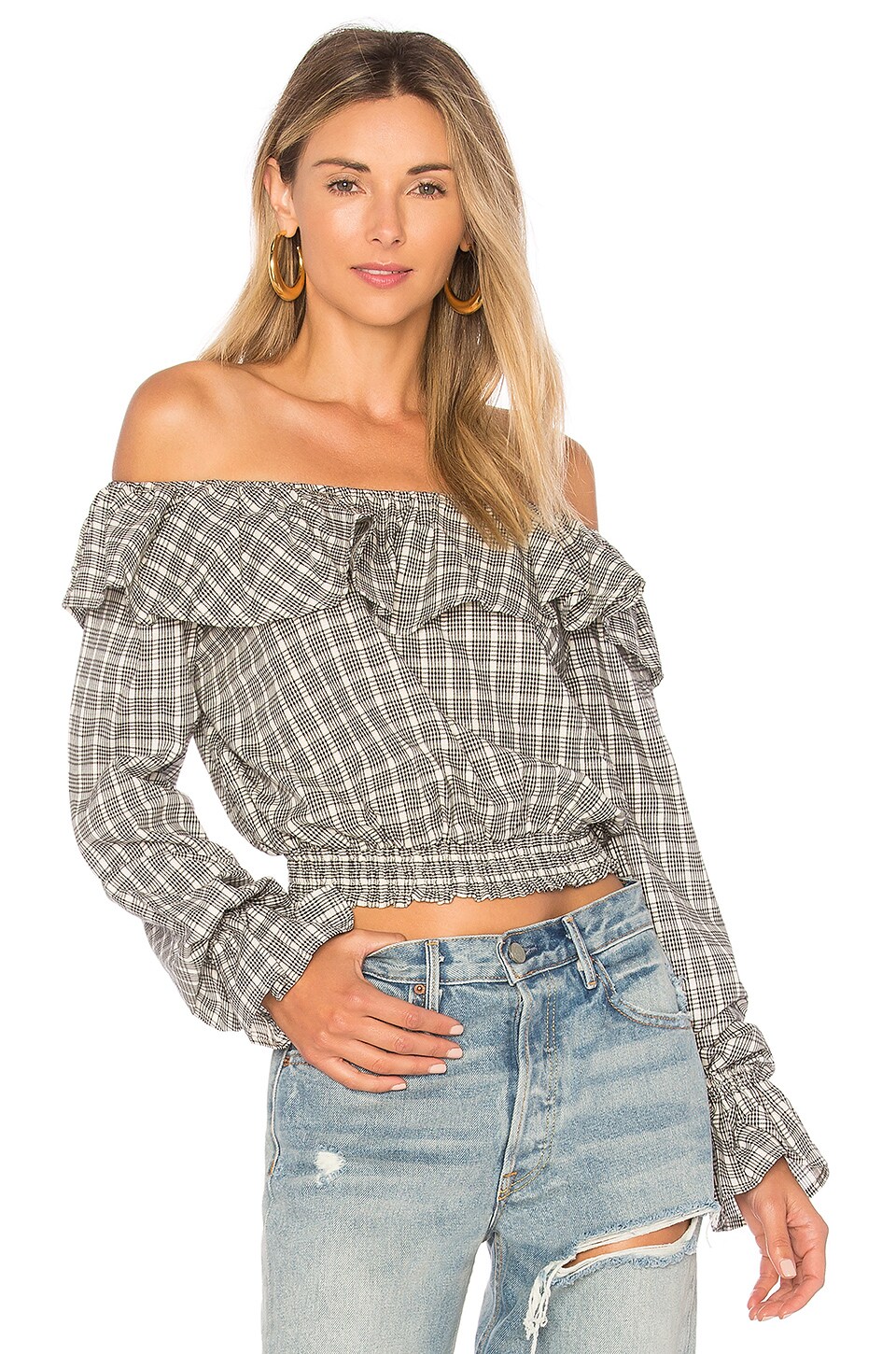 Tularosa Peyton Blouse in Black Check