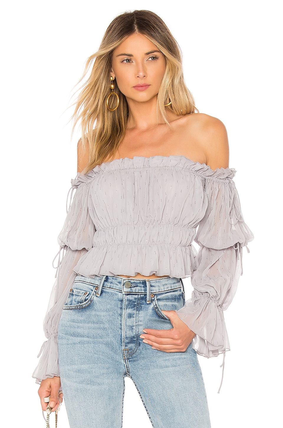 White Mesh Ruched Button Front Crop Top - Tula