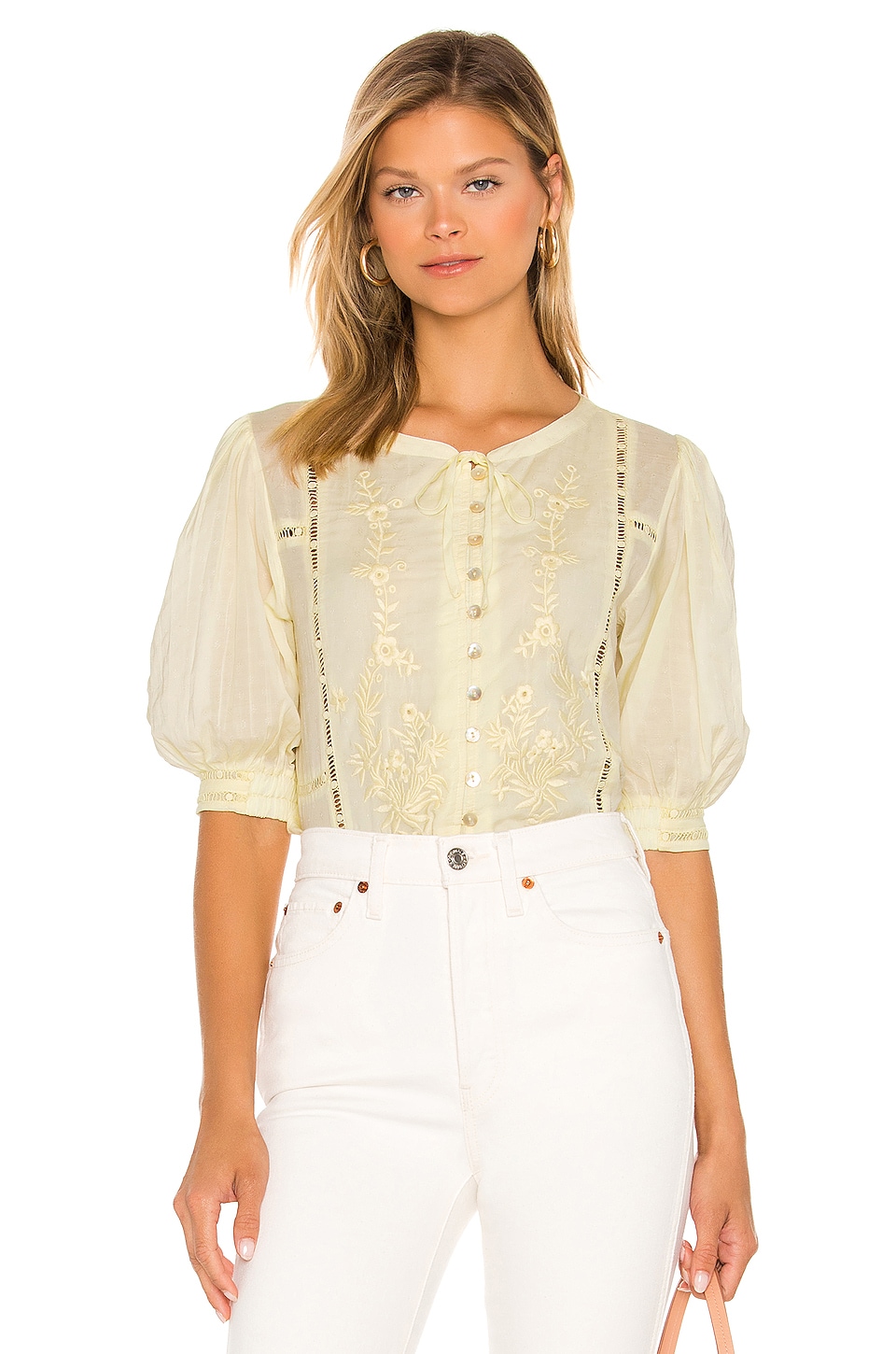 Tularosa Brielle Embroidered Top Mellow Yellow