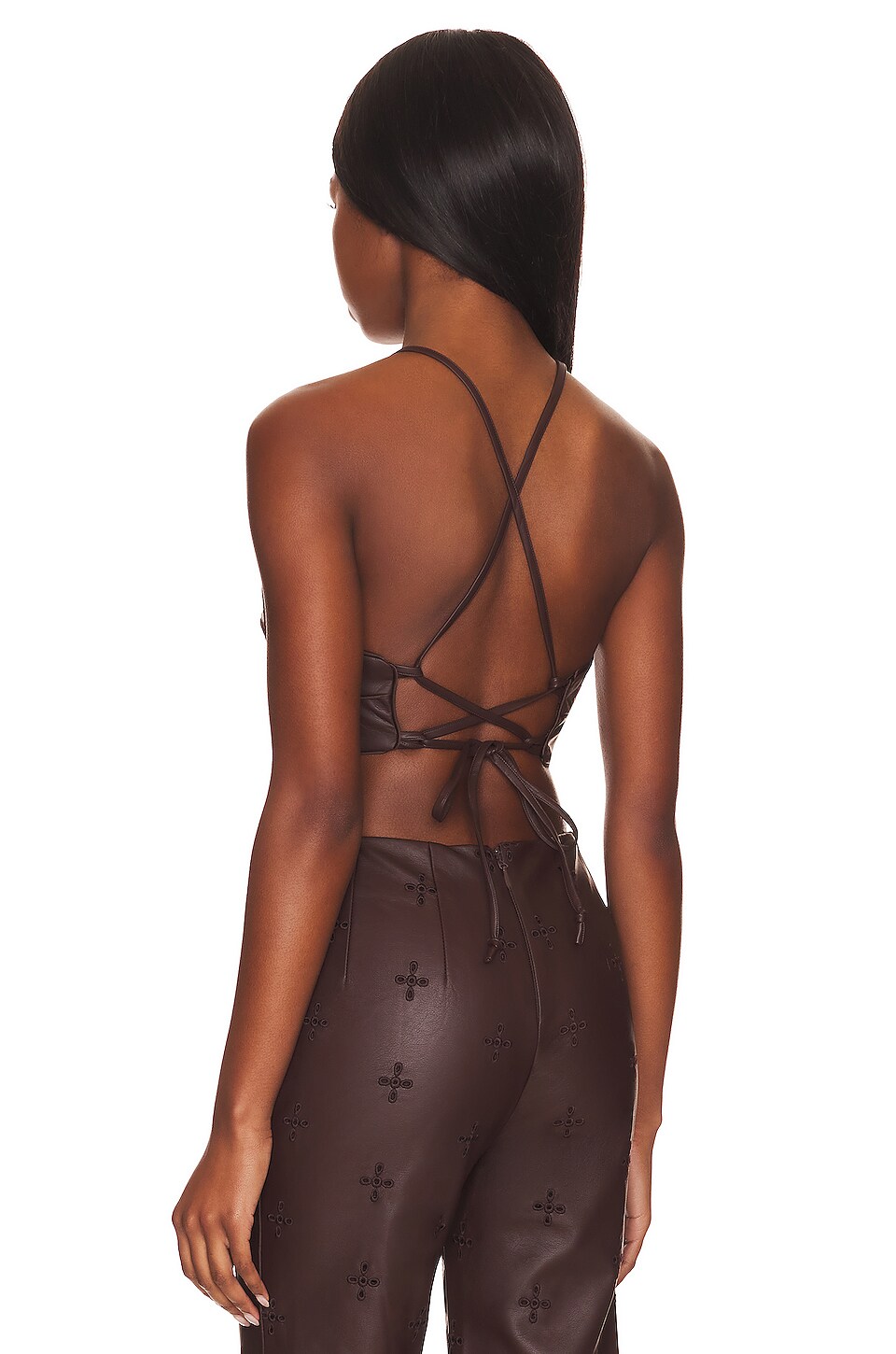 Tularosa Sara Embroidered Faux Leather Top thumbnail