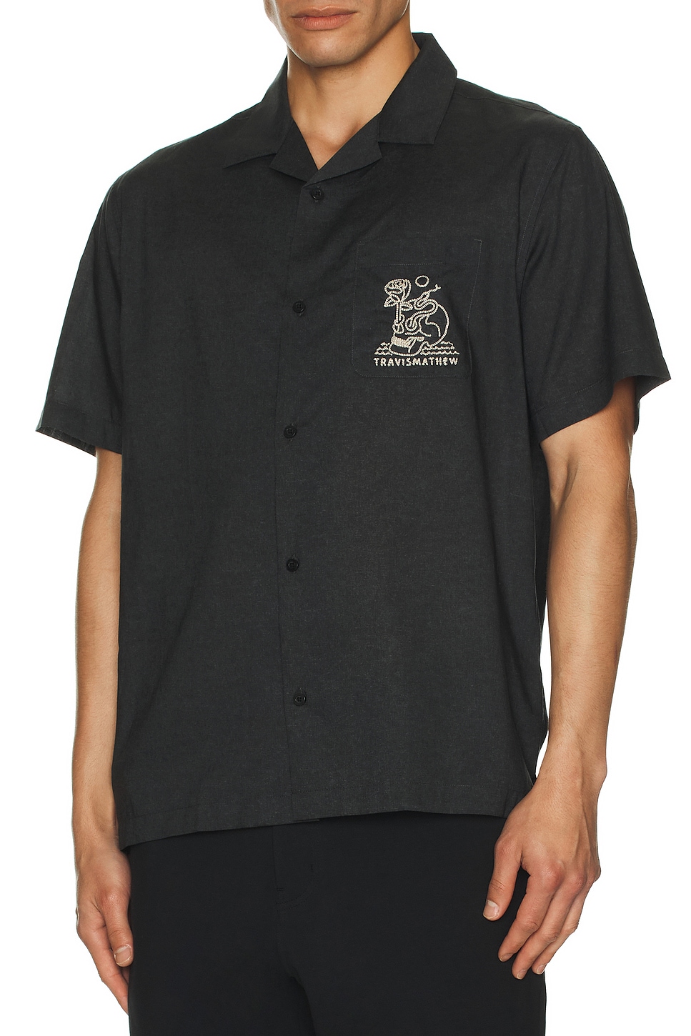 (取寄) トラヴィスマシュー メンズ ロスト ケイブ ブ TravisMathew men Lost Cave Bu Heather Black TravisMathew Lost Cave Shirt in Heather Black | REVOLVE