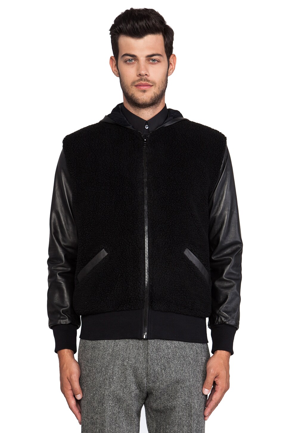 TIMO WEILAND Greg Combo Hooded Jacket in Black | REVOLVE