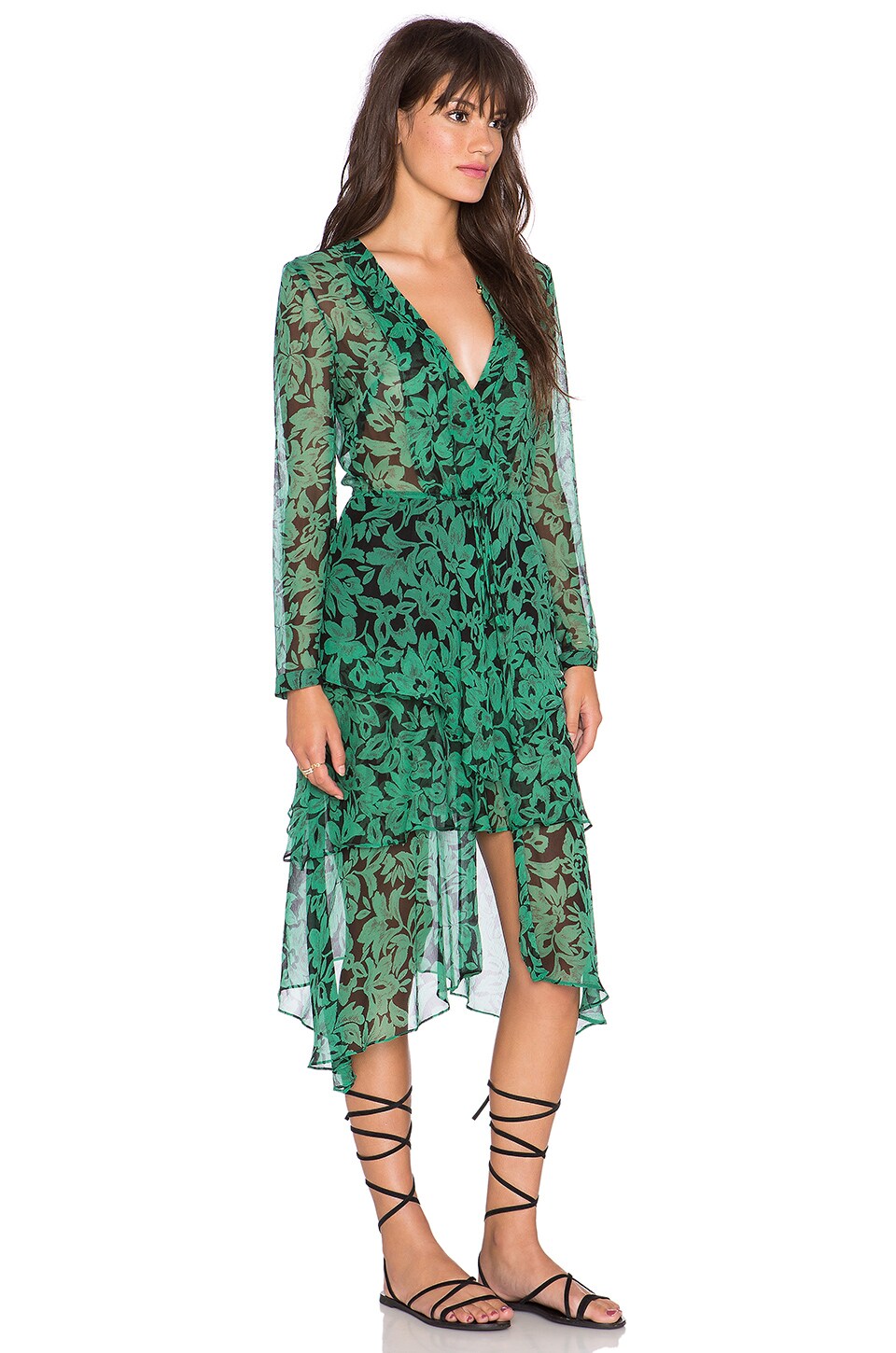 Twelfth Street By Cynthia Vincent Scarf Skirt Gypsy Dress in Vintage Green Leaf
