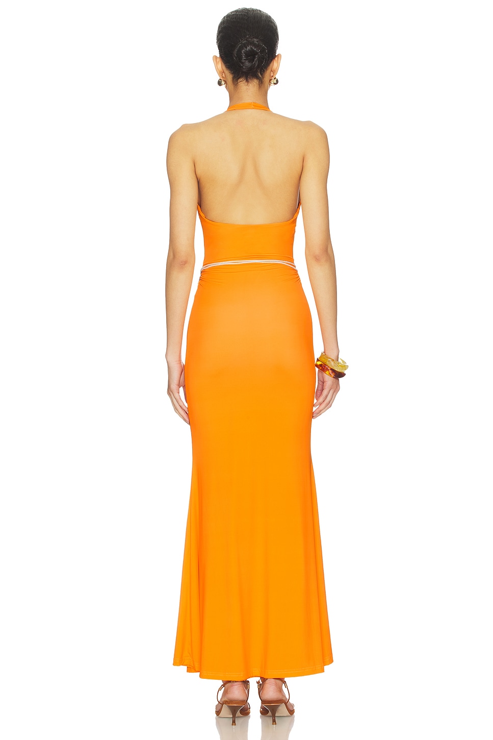 The Wolf Gang Giro Halter Dress in Tangerine Swirl | REVOLVE
