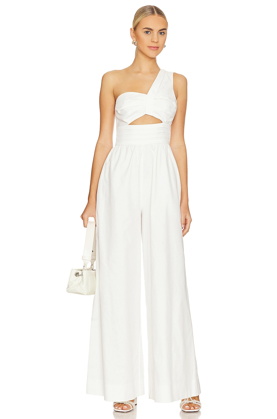 AMUR Laurie One Shoulder Jumpsuit in Off-white | REVOLVE