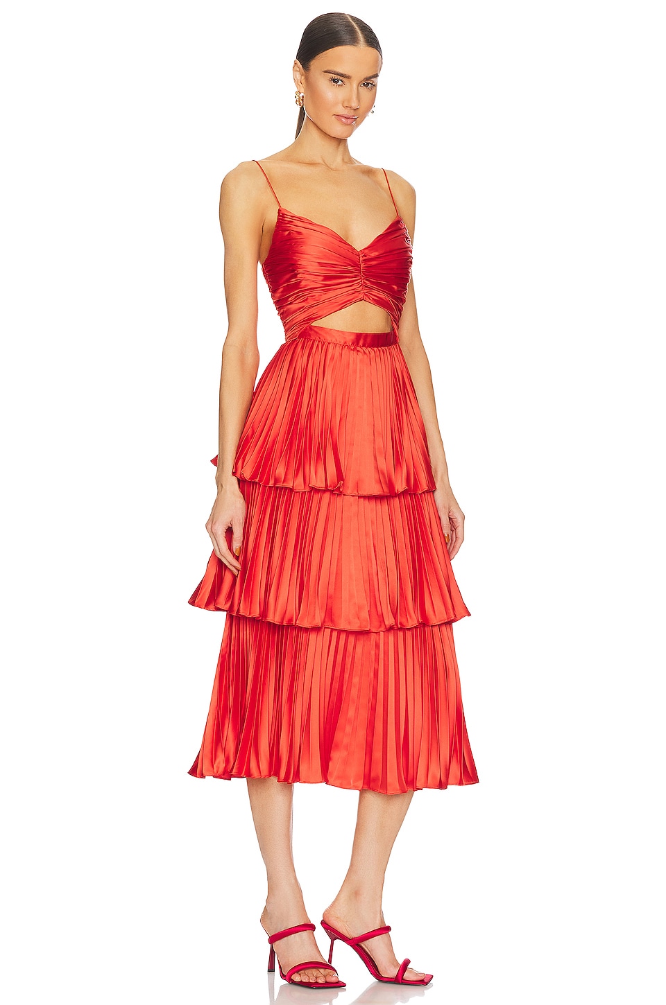 AMUR Lulla Pleated Midi Dress