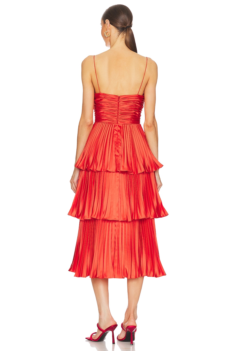 AMUR Lulla Pleated Midi Dress