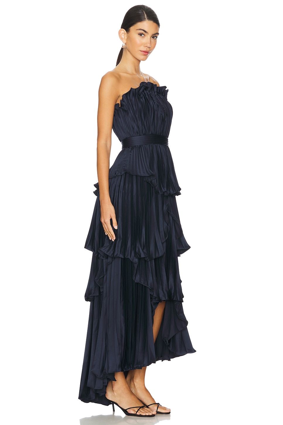AMUR Janey Tiered Shell Midi Dress