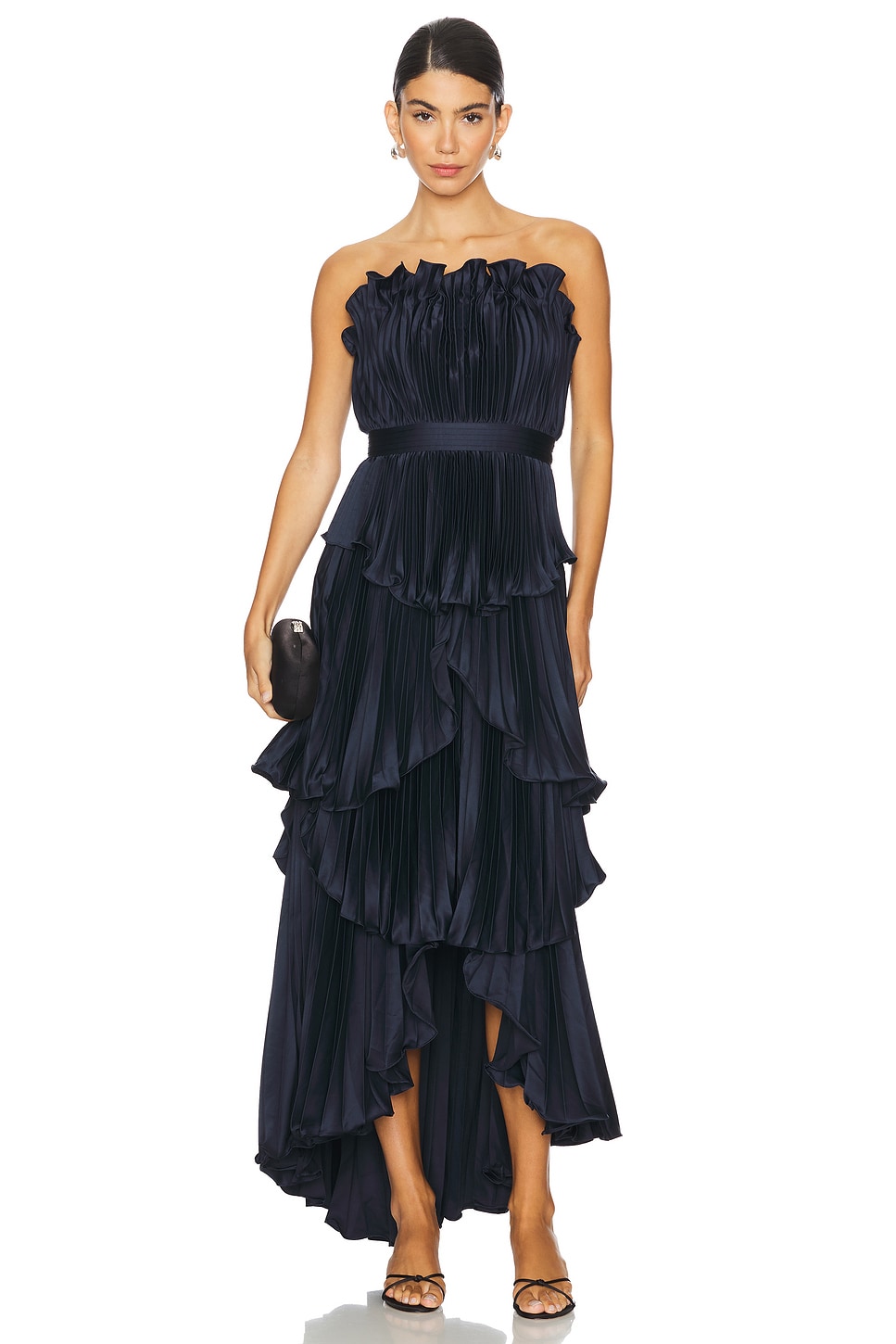 AMUR Janey Tiered Shell Midi Dress