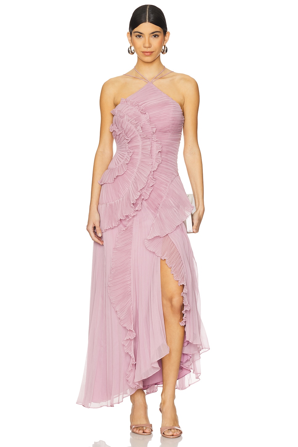 パーティードレス Kelsia Cascade Ruffle Halter Dress IQI66D43-6R3 Criss Cross Halter Maxi Dress – Endless Rose