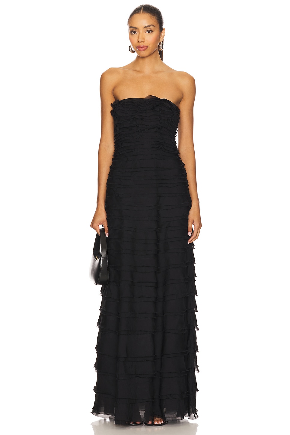 AMUR Pepper Layered Gown in Black | REVOLVE