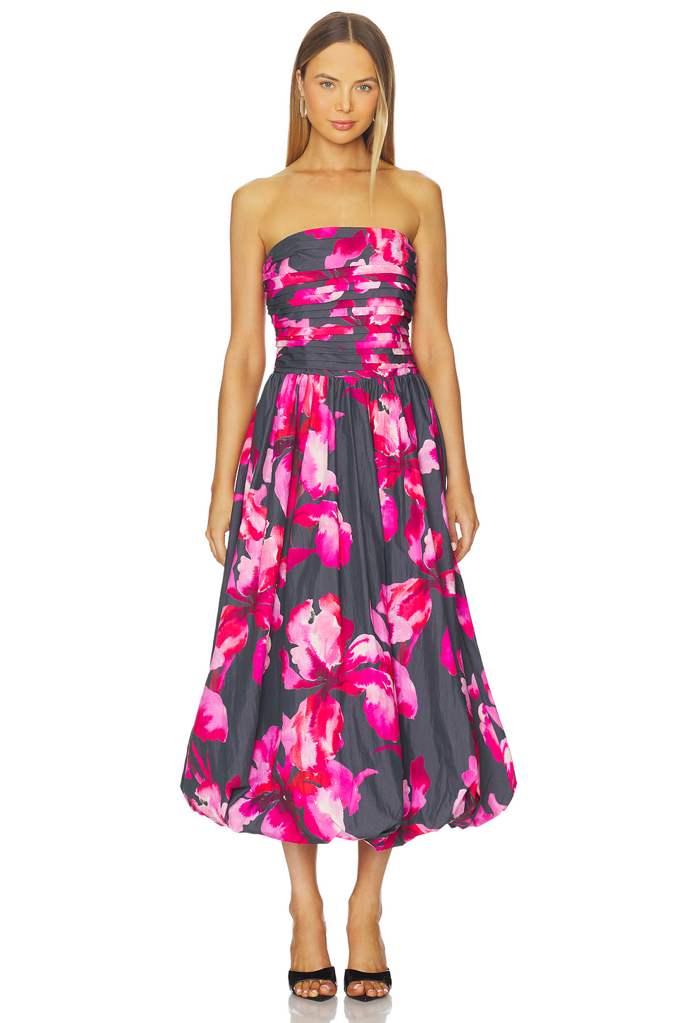 long sleeve tulle midi dress Midi tulle dress with polka dots and sheer details