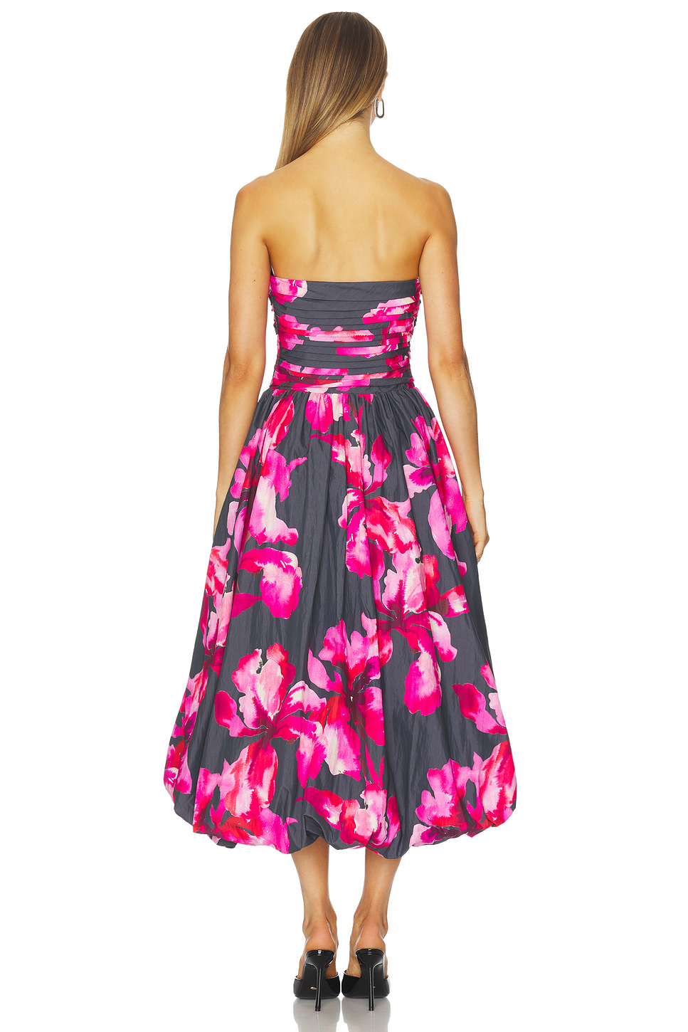 AMUR Helena Bubble Midi Dress in Rosewood Flora | REVOLVE