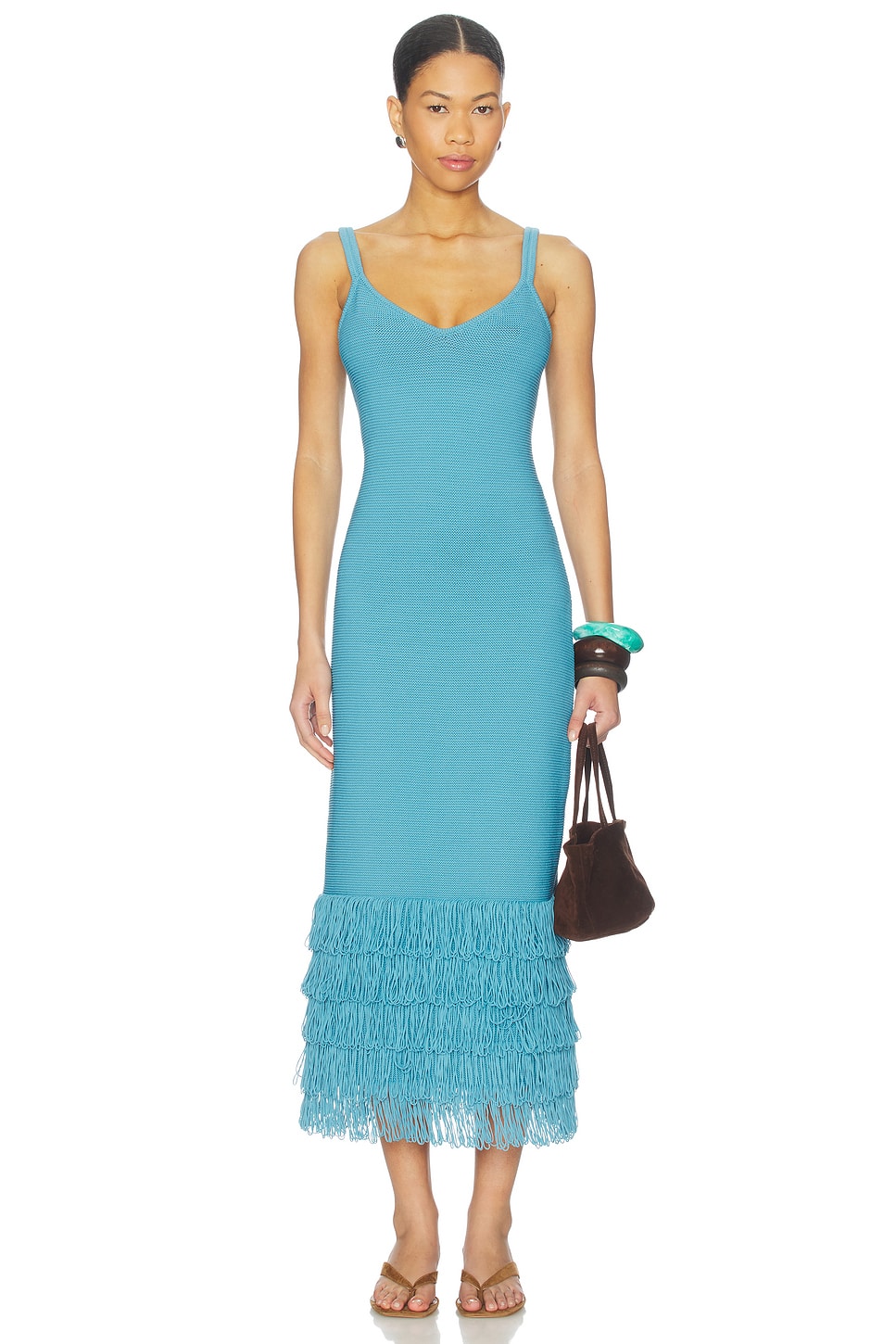 AMUR Decker Fringe Midi Dress in Waterfall | REVOLVE AMUR Decker Fringe Midi Dress in Waterfall | REVOLVE