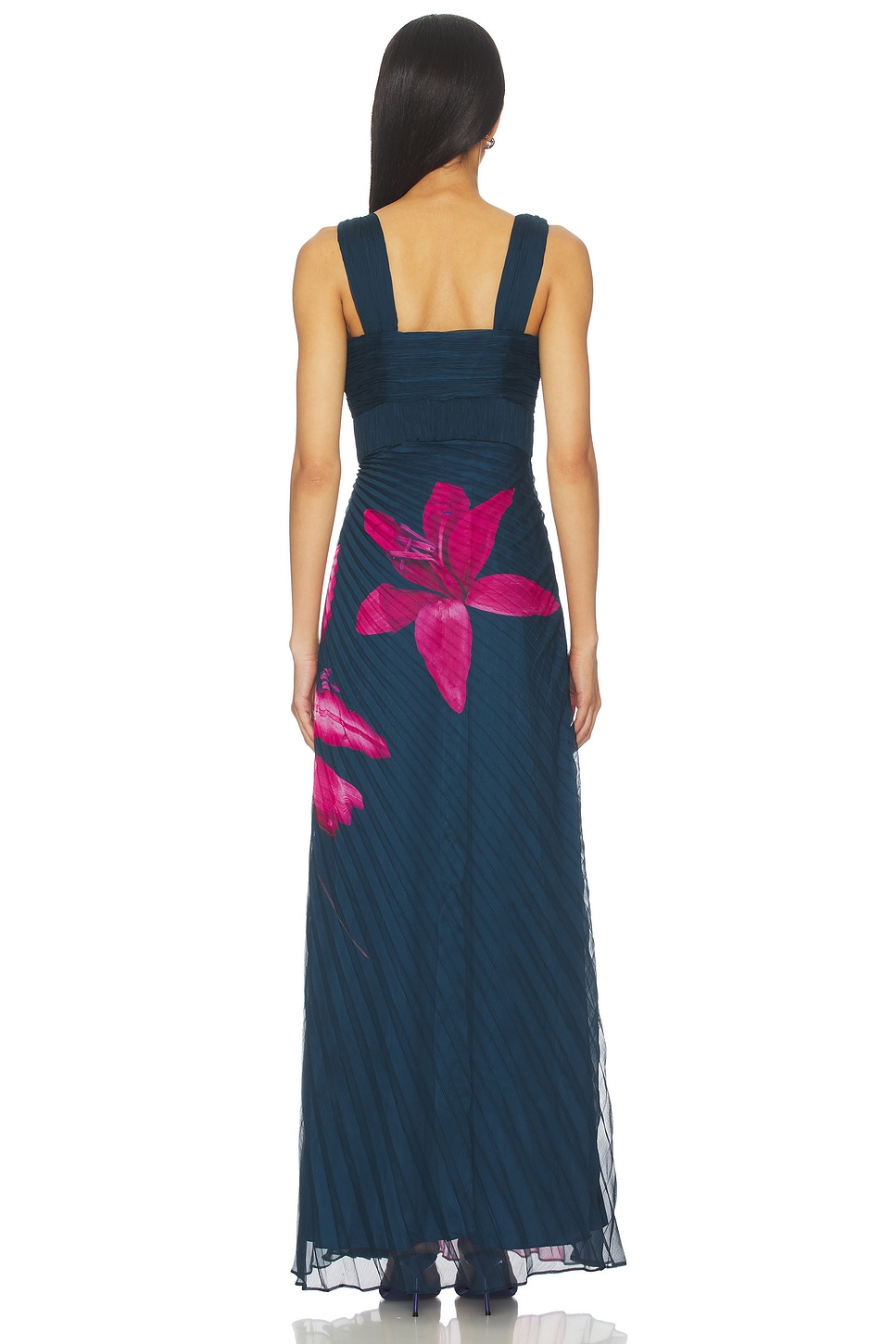 AMUR Drea Pleated Gown in River Lily Stream | REVOLVE